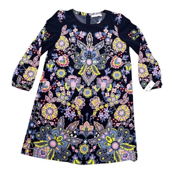 Loft Womens Floral Boho Chic Long Sleeve Dress Medium Gypsy Flower Power NEW - Picture 1 of 5